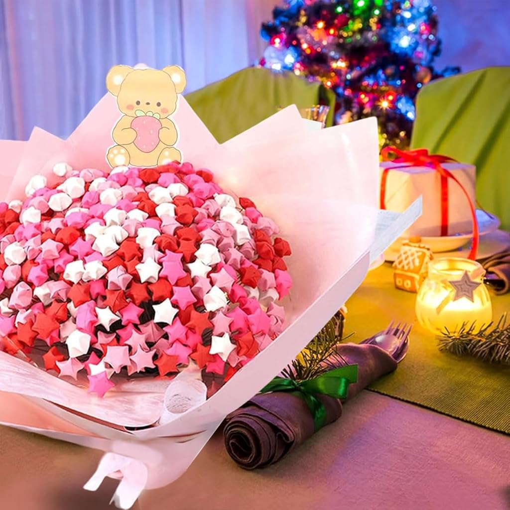 HASTHIP® Origami Stars Papers Pink Origami Paper Strips Pink Origami Paper Star Bouquet Handmade DIY Material Package Wishing Lucky Five-Pointed Star Origami Creative Birthday HASTHIP® Origami Stars Papers Pink Origami Paper Strips Pink Origami Paper Star Bouquet Handmade DIY Material Package Wishing Lucky Five-Pointed Star Origami Creative Birthday